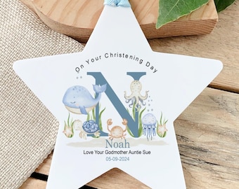 Personalised Christening Star Keepsake: Under The Sea Theme