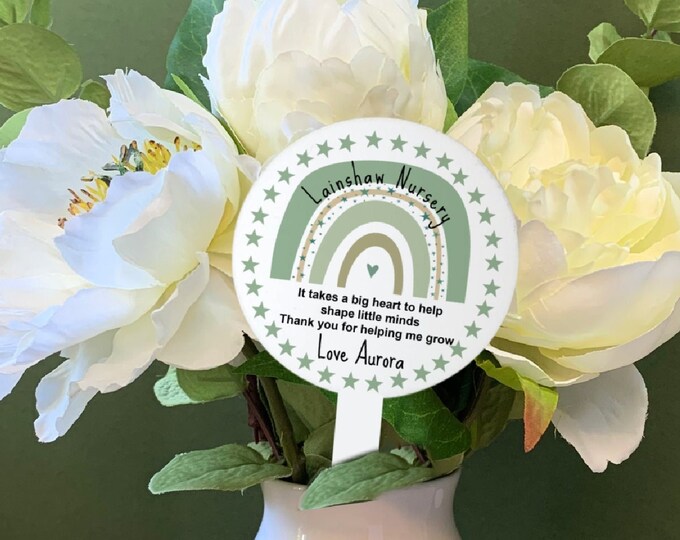 Teacher Thank You Gift - Personalised Plant Stake- - Personalised Nursery Gift, Flower Pick -  It Takes A Big heart Plant Stick-