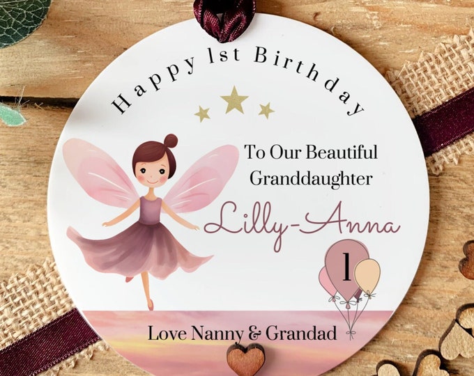 Personalised 1st Birthday Keepsake, Plaque, Daughter, Granddaughter, Niece, Cousin, Acrylic Hanging Decoration, Birthday Gift, Any age