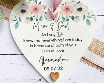 Personalised Wedding Keepsake Plaque: Gift for Mum & Dad