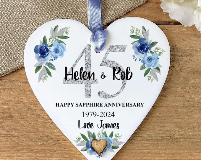 Personalised Sapphire 45th Wedding Anniversary Gift, 45th Anniversary Keepsake, Parents Gift, Personalised Keepsake, Gift For Couples