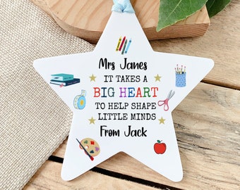 Teacher Thank You Gift - Personalised Keepsake Plaque- - Personalised Nursery Gift, Hanging Decoration