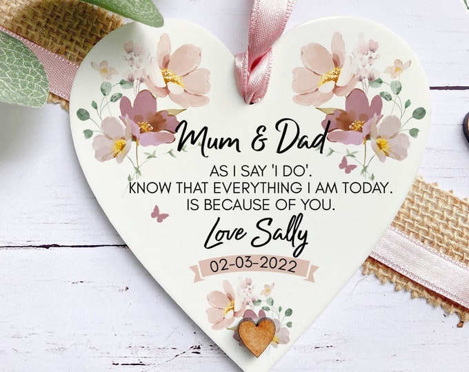 Parents of the of the Bride or Groom Keepsake, Hanging Heart Decoration,