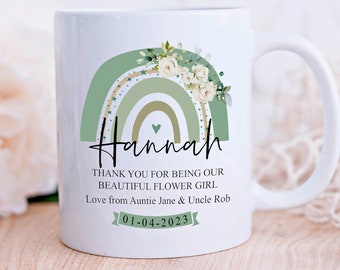 Personalised Flower Girl Mug: Wedding Favour Ceramic Mug