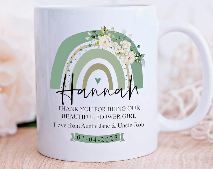 Flower Girl Gift, Flower Girl Mug, Bridesmaid Mug, Gift For a Flower Girl, Ceramic Mug, Wedding Favour
