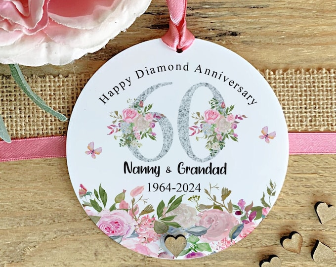 Personalised 60th Wedding Anniversary Keepsake, 60 Years Married Gift,Mum & Dad Anniversary gift, Gifts. Diamond Anniversary Keepsake,