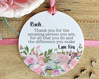 Personalised Friend Keepsake: Floral Acrylic Plaque, Thank You Gift