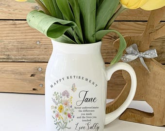 Retirement Gift | Leaving gift | Farewell Vase for Colleague | Leaving Party Gift | Personalised Retirement Vase | Work Friend Gift