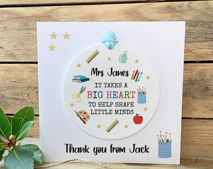 Teacher Thank You Card - Personalised Teacher Card- - Nursery Card -  Greetings Card - Keepsake