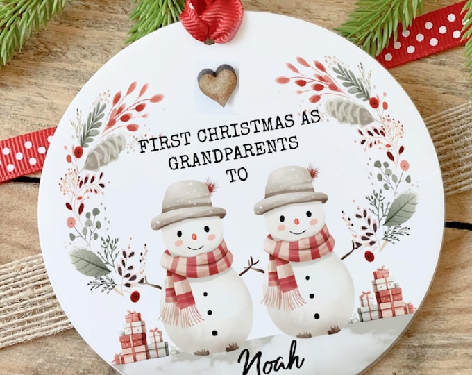 Personalised First Christmas as Grandparents Bauble, Grandparent Gift, Nanny Gift, Grandad Gift, Grandparent Ornament, Christmas Keepsake