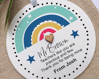 Nursery Teacher Gift, Personalised Teacher Sign, Thank you Gift Plaque Rainbow Nursery Teacher Teaching Assistant  Keepsake