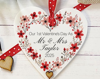 1st Valentine's Day Married Gift, Mr And Mrs Keepsake, Couples Valentine's gift, Gift For Valentine's day, Valentine's Marriage Heart