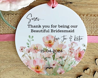 Personalised Flower Girl Keepsake, Floral Wedding Gift, Blush Pink