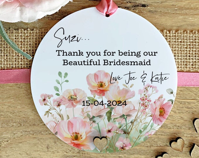 Flower Girl Gift, Bridesmaid Gift, Maid of Honour, Wedding Gift, Personalised Hanging Keepsake,