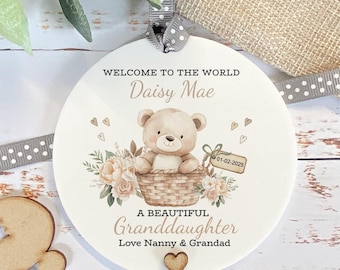 Personalised New Baby Keepsake, Welcome To The World Baby Gift, Gift For For Grandson, Granddaughter, New Parents Gift, Gift For A New Baby