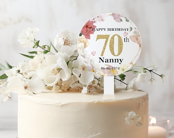 Personalised Floral Birthday Cake Topper: Acrylic Keepsake