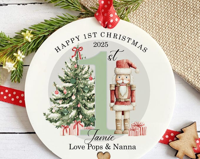 Personalised Baby's First Christmas Bauble: Nutcracker Keepsake