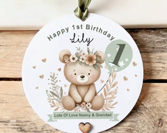 Personalised Grabddaughter 1st Birthday Gift, Daughter, Niece Keepsake, First Birthday Woodland Animal Nursery Decor