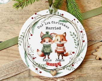 First Christmas Married Bauble, Mr & Mrs Gift, Daughter Son Wedding Gift, 1st Christmas As Newlyweds, (With Giftbag)