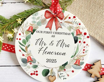 First Christmas Married Bauble | Christmas Tree Decoration | Acrylic keepsake | Personalised  Xmas Ornament | 1st Christmas as Mr & Mrs