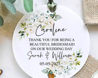 Personalised Bridesmaid Thank You Gift Plaque, Wedding Favour Gift For Bridesmaid Flower Girl Maid Of Honour, Gift For Her, Wedding Gifts