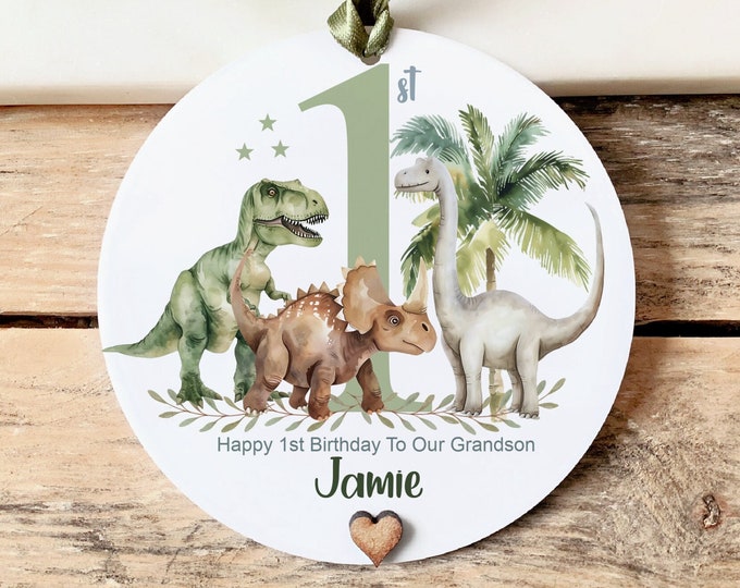 1st Birthday Personalised Keepsake Gift , Son, Daughter, Grandson, Granddaughter, Nephew, Niece Gift, First Birthday Gift, Dinosaurs Gift,
