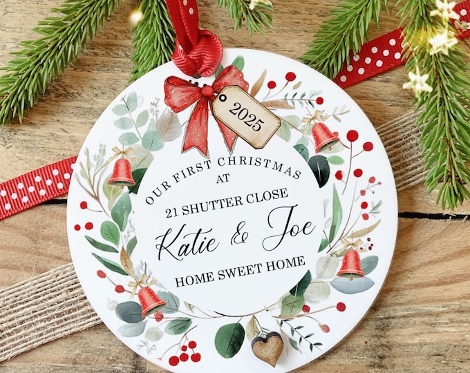 Personalised New Home Christmas Decoration: Couple Gift, Housewarming Keepsake, 1st House Acrylic Ornament