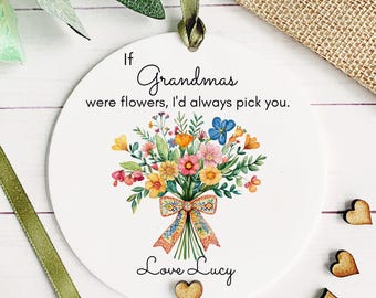 Personalised Grandma Gift: Floral Bouquet Ornament, Mother's Day Present