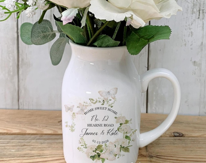 New Home Gift | First Home Gift | |Home Sweet Home Vase | First House Gift for Couple | Houswarming Gift | Moving In Gift | Floral Design