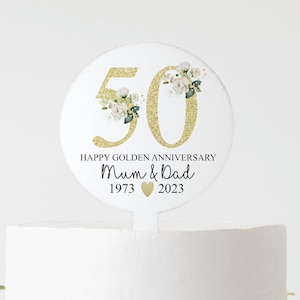 Golden Wedding Anniversary Cake Topper, Acrylic 50th Anniversary Cake Decoration, Anniversary Cake paddle, Anniversary Gift