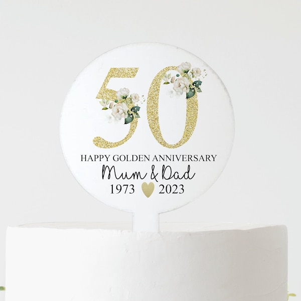 Golden Wedding Anniversary Cake Topper, Acrylic 50th Anniversary Cake Decoration, Anniversary Cake paddle, Anniversary Gift