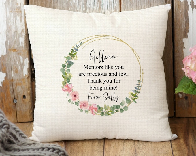 Personalised Mentor Linen Cushion, Teacher Pillow