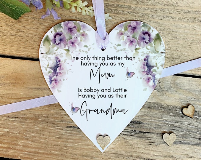 Personalised Mum Keepsake - Mother's Day Gift - Grandma Keepsake - Gift for Her - Thank you Gift - Hanging  Heart Decoration
