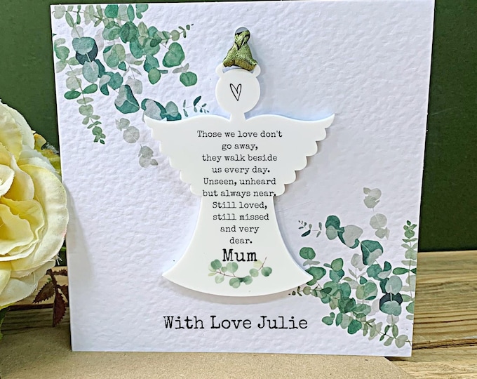 Personalised Sympathy Card Thinking Of You Gift  Acrylic Angel Bereavement Card  Condolence Card Sympathy Gift Sorry For Your Loss Keepsake