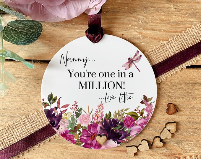 Nanny Keepsake, Nanny You're One In A Million, Mother's Day gift, Gift for Nanny, Flower Keepsake