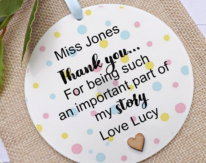 Personalised Nursery Gift, Childminder Gift, Teacher Thank you Gift, Teaching Assistant Gift. Hanging Decoration