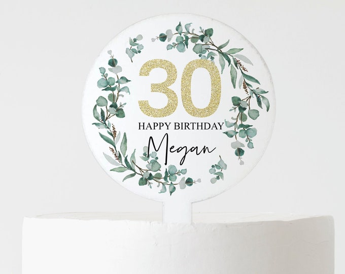 Personalised Birthday Cake Topper, 18th 21st 30th 40th 50th 60th Any Age Cake Decoration, Happy Birthday Decoration, Acrylic Cake paddle