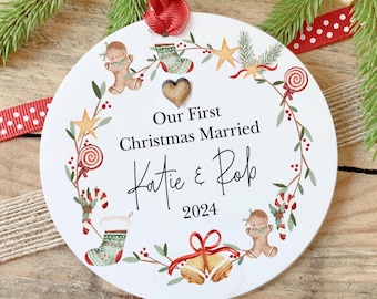 Personalised 1st Christmas Married Ornament: Acrylic Keepsake Gift
