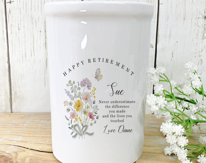 Retirement Gift | Leaving gift | Farewell Vase for Colleague | Leaving Party Gift | Personalised Retirement Flower Jug | Work Friend Gift