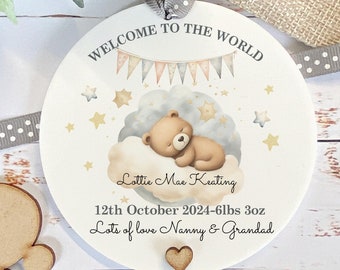 Personalised New Baby Keepsake, Welcome To The World Baby Gift, New Baby Gift, Newborn Keepsake, New Parents Gift, Baby Girl Or Boy Gift