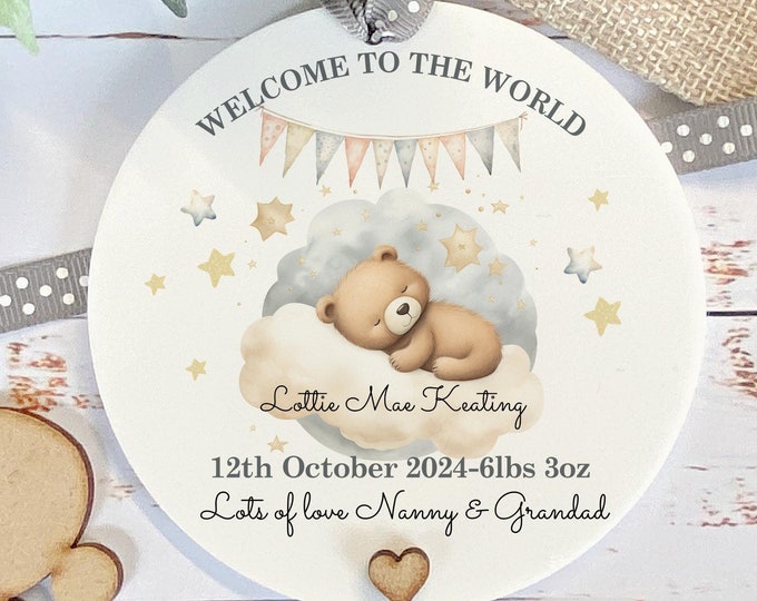 Personalised New Baby Keepsake, Welcome To The World Baby Gift, New Baby Gift, Newborn Keepsake, New Parents Gift, Baby Girl Or Boy Gift