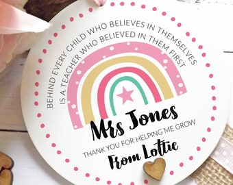 Personalised Teacher Gift, Nursery Gift, Gift from school child, Thank You Keepsake,TA Gift, Hanging Decoration