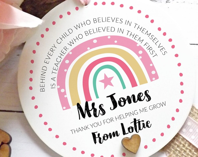 Personalised Teacher Gift, Nursery Gift, Gift from school child, Thank You Keepsake,TA Gift, Hanging Decoration