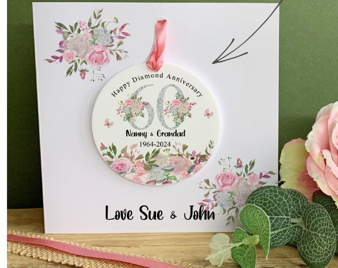 60th Diamond Wedding Anniversary Card, 60th Anniversary gift, Gift for couples, Anniversary card, 60 Years Married Card, Diamond Gift