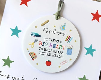 Teacher Keepsake Card, Teacher Thank you card, End of Term Gift, Teacher Appreciation, Personalised Card, Detachable keepsake
