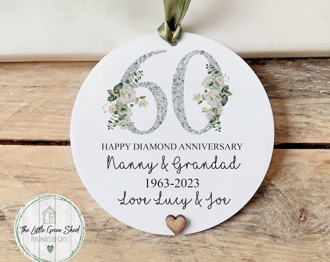 60th Anniversary Gift, Diamond Anniversary Gift, Personalised Keepsake Diamond Anniversary