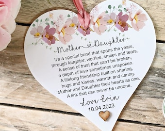 Personalised Mother Of The Bride Keepsake, Mum Heart, Special quote gift, Birthday gift