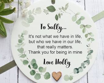 Personalised Friend Thank You Gift, Friendship Inspirational Quote, Acrylic Keepsake Plaque, Botanical Design
