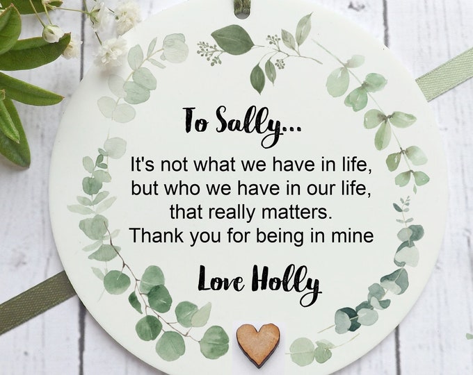 Personalised Friend Thank You Gift, Friendship Inspirational Quote, Acrylic Keepsake Plaque, Botanical Design