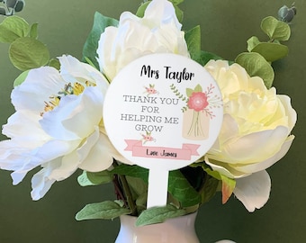 Personalised Teacher Plant Stake: Thank You Gift, Flower Pick